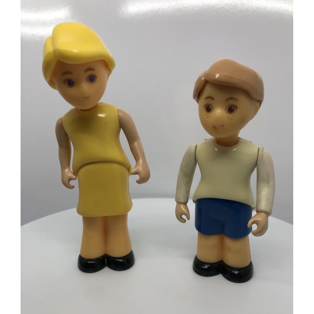 Vintage Little Tikes Dollhouse MOM MOTHER Blonde‎ Hair Blue Eyes SON BOY Posable